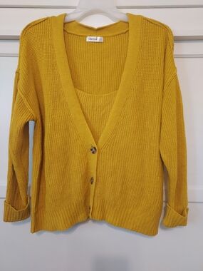 Society 212 Mustard Knit Cardigan & Tank Matching Set 1X Spring